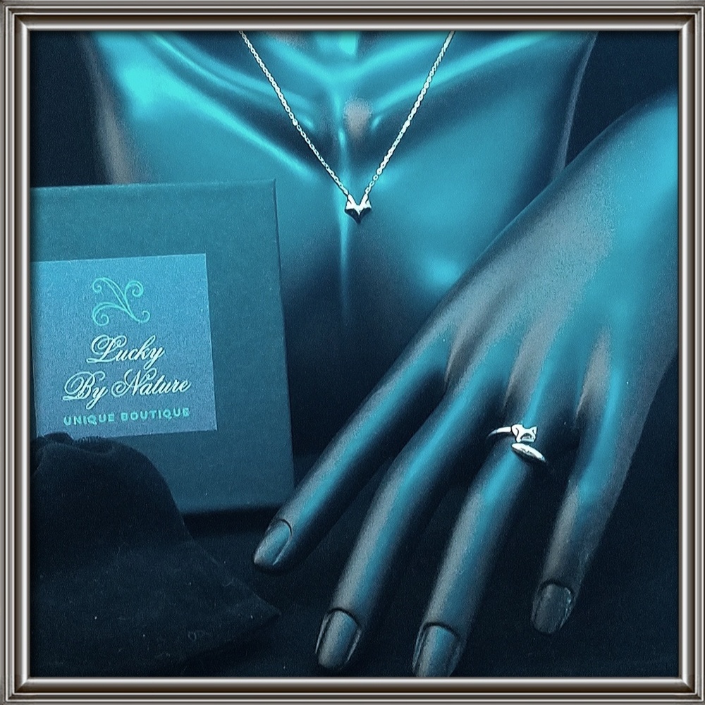 Fox ring and Necklace set. Genuine sterling silver